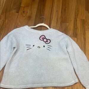 Hello Kitty Cream Sherpa Sweater with Pink Bow